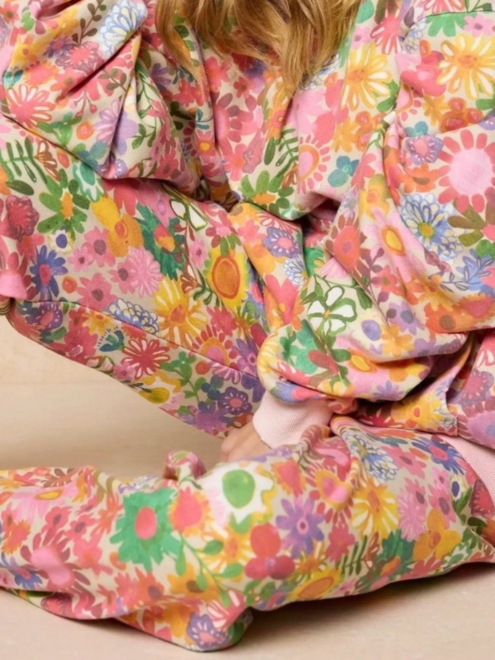 NEW NATURAL LIFE RAINBOW FLORAL HAPPY SWEATPANTS JOGGERS WOMENS SIZE LARGE - Picture 2 of 3